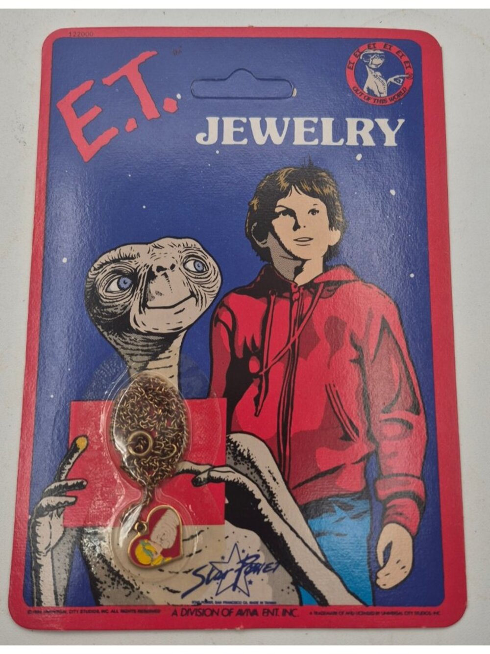 Vintage 1982 E.T. Jewelry Pendant Heart Chain Steven Spielberg Collectible
